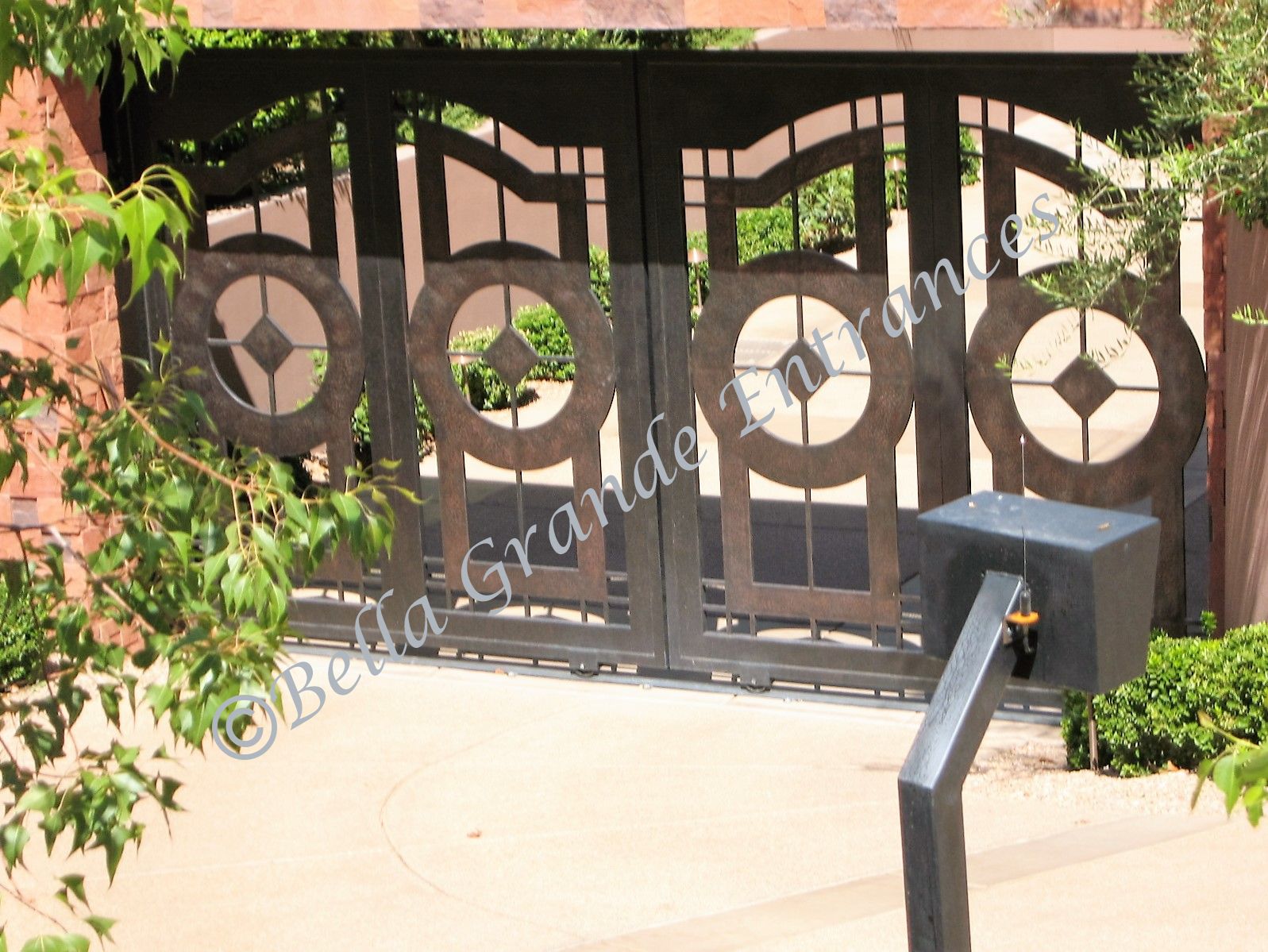 Closeup of a decorative Iron Gate at a big house in Las Vegas.
