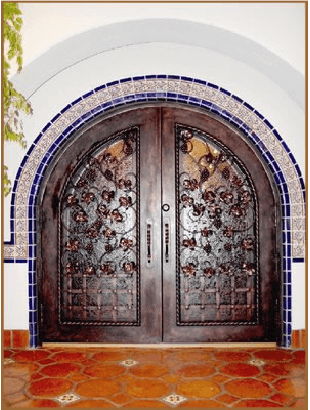 An exquisite close-up capture showcasing the artistic details of luxurious Wine and Pantry Iron Doors.